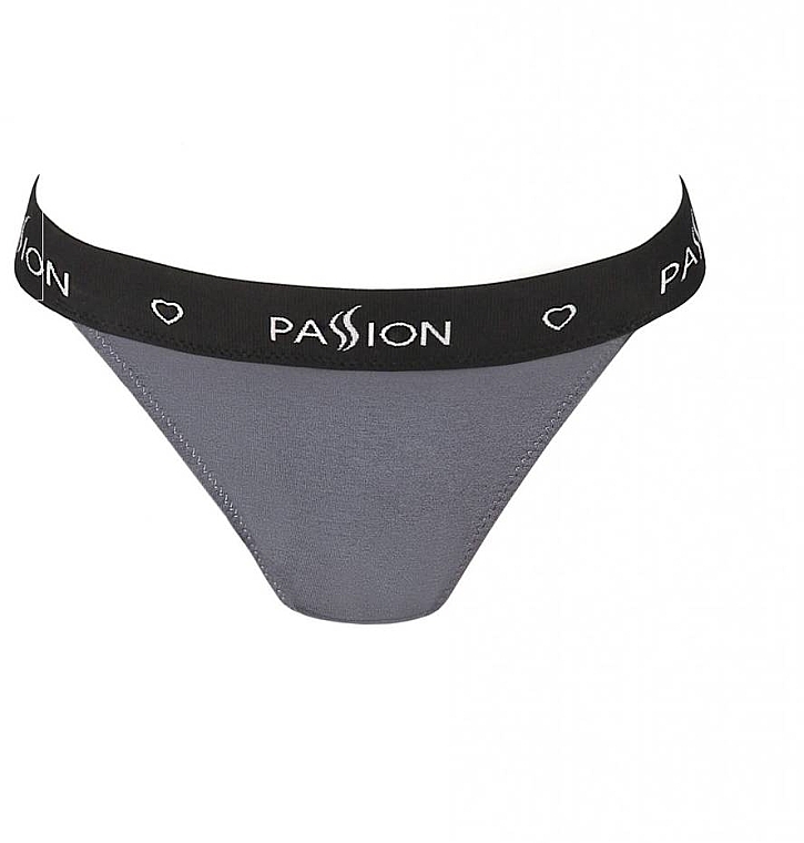 Cotton Tanga Panties with Wide Elastic Band PS015, dark grey - Passion — photo N3