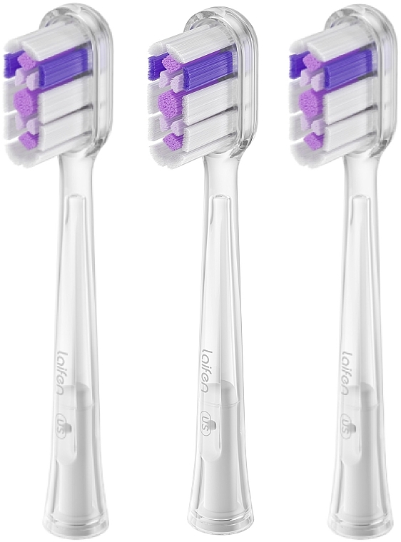 Electric Toothbrush Heads, 3 pcs. - Laifen Head Glossy White Medium — photo N1