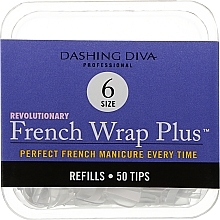 Fragrances, Perfumes, Cosmetics Narrow Nail Tips "French Smile+" - Dashing Diva French Wrap Plus White 50 Tips (Size 6)