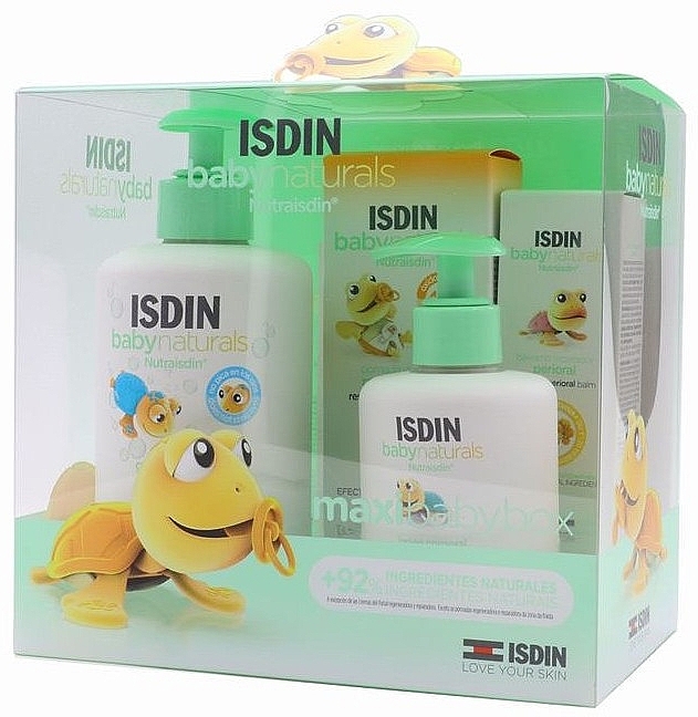 Set - Isdin Baby Naturals Maxi Set (b/sh/gel/400ml + b/b/lot/200ml + b/f/balm/15ml + b/b/gel/100ml) — photo N1