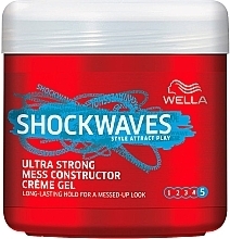 Fragrances, Perfumes, Cosmetics Hold Hair Cream-Gel - Wella Shockwaves Ultra Strong Mess Constructor Cream-Gel