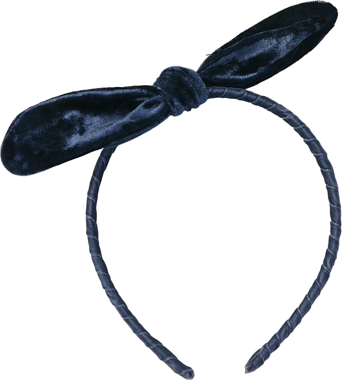 Velour Headband with Bow, dark blue - Lolita Accessoires — photo N1