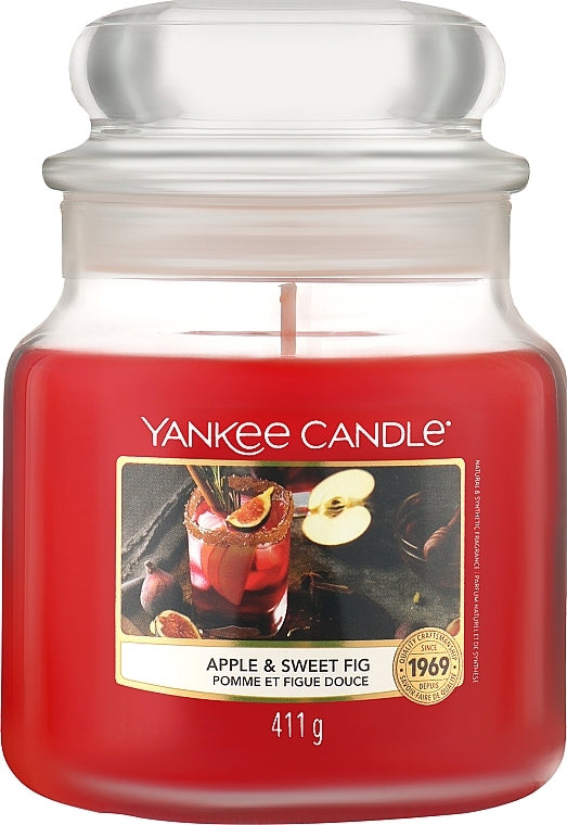 Scented Candle in Jar - Yankee Candle Apple & Sweet Fig Candle — photo N1