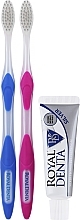 Set - Royal Denta Travel Kit Silver (toothbrush/2pcs + toothpaste/20g + cosmetic bag/1pc) — photo N3