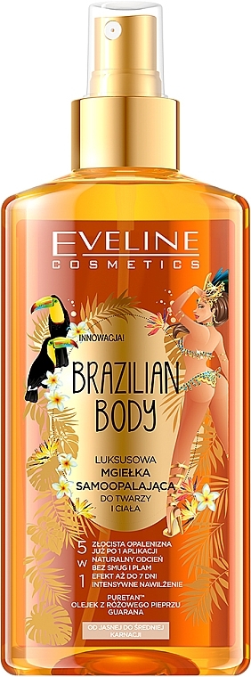 Moisturizing Face & Body Oil with Tan Effect - Eveline Cosmetics Brazilian Mist Face & Body — photo N1