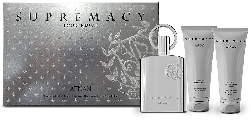 Afnan Perfumes Supremacy Silver - Set (edp/100ml + sh/gel/100ml + af/sh/balm/100ml) — photo N1