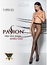 Erotic Tights with Cutout 'Tiopen' 022, 20 Den, black/red - Passion — photo N1