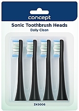 Toothbrush with Refill Heads, black - Concept Sonic Toothbrush Heads Daily Clean ZK0006 — photo N2