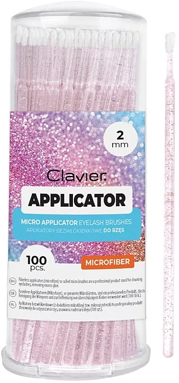 Lint-Free Lash Applicator 2 mm, light pink with glitter - Clavier — photo N1