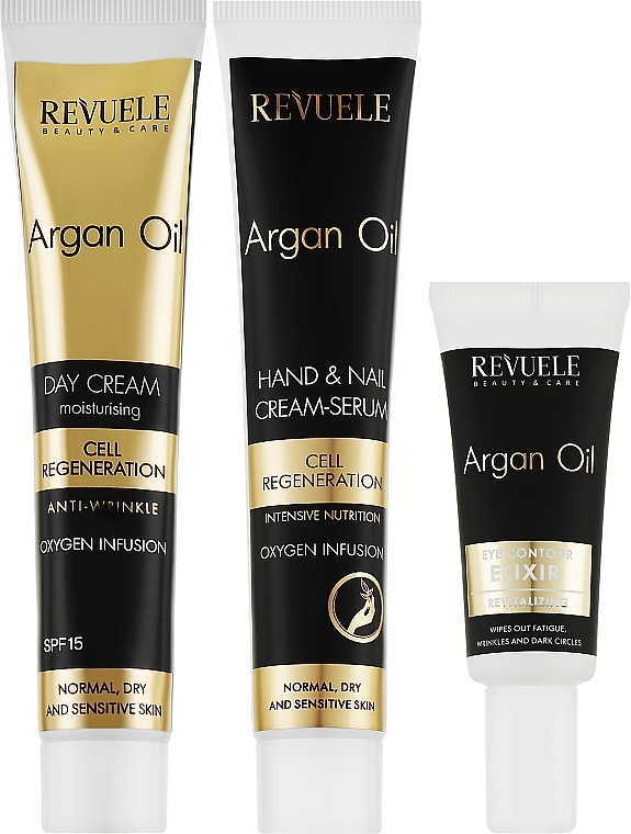 Set - Revuele Argan Oil Gift Set (f/cr/50ml + h/ser/50ml + eye/elixir/25ml) — photo N2