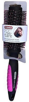 Round Hair Brush, 23 cm, black/pink - Titania Hair Care — photo N1