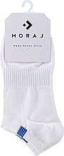 Short Women Socks, 1 pair, white with blue square - Moraj — photo N1