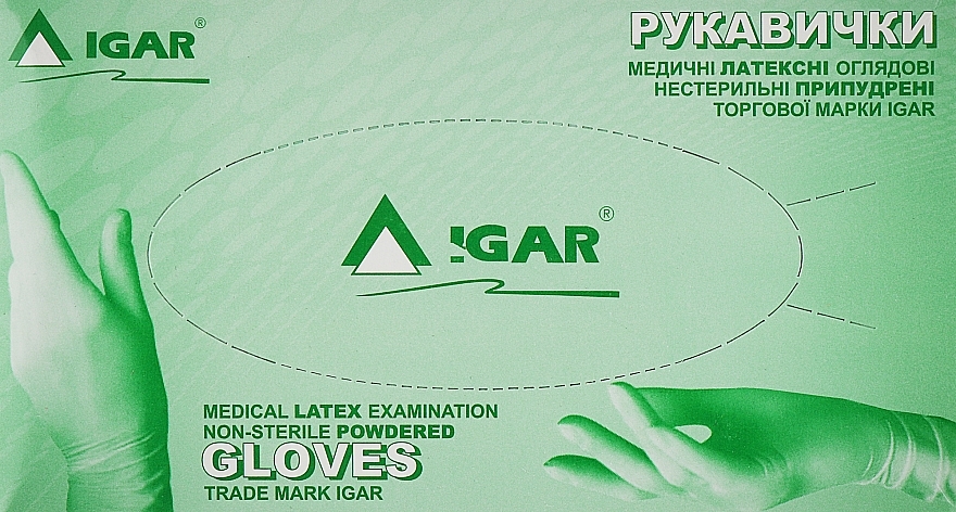 Latex Gloves, powdered, size M (7-8), 100 pcs, white - Igar — photo N1