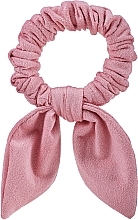 Fragrances, Perfumes, Cosmetics Suede Bunny Scrunchie with Ears, dark pink - MAKEUP Bunny Ear Soft Suede Hair Tie