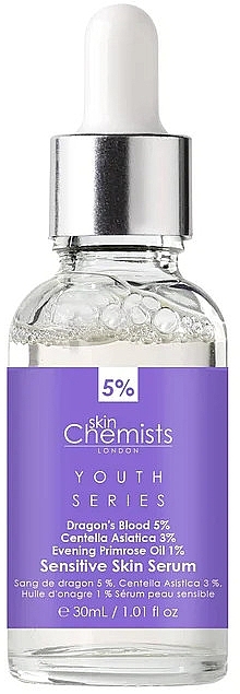 Face serum - Skin Chemists Youth Series Dragon's Blood 5%, Centella Asistica 3%, Evening Primrose Oil 1% Sensitive Skin Serum — photo N2