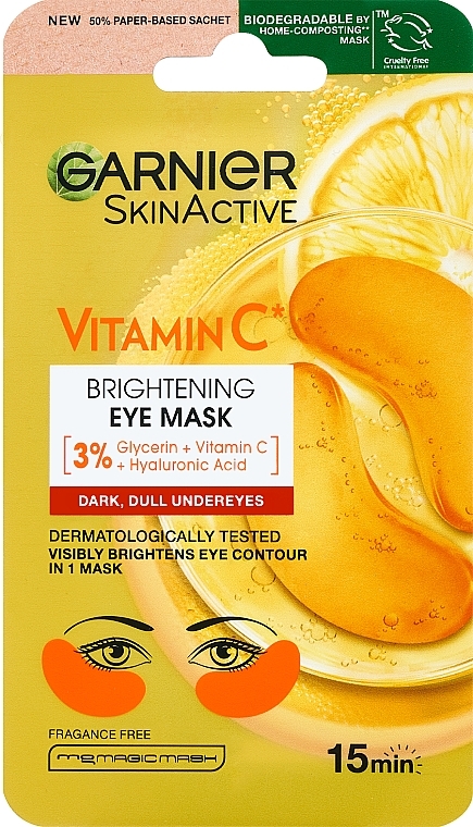 Brightening Eye Patches - Garnier SkinActive Vitamin C Brightening Eye Mask — photo N1