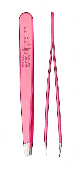 Slanted Tweezers, Pink, 9.5 cm - Nippes Solingen Tweezer 727 — photo N1