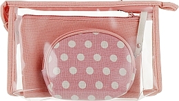 Fragrances, Perfumes, Cosmetics Makeup Bag Set "Polka Dot", pink - Natural Style Handmade