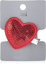 Hair Clip 'Red Heart with Sequins', d-290 - Dini Hand Made — photo N4