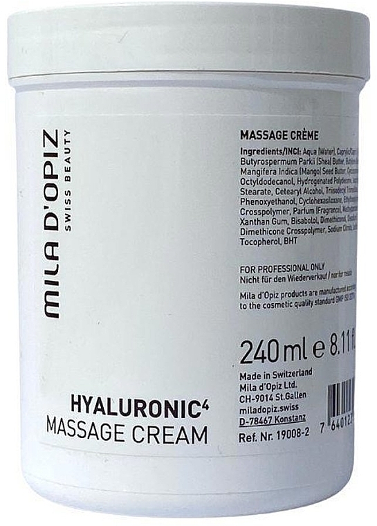 Massage Cream - Mila D'Opiz Hyaluronic 4 Massage Cream — photo N1