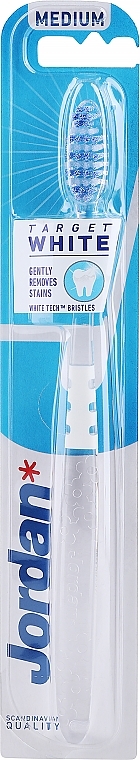 Medium Hardness Toothbrush, transparent-white - Jordan Target White — photo N6