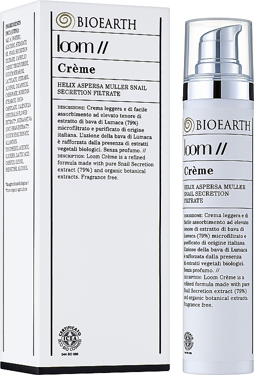 Face Cream with Snail Mucin Extract (79%) - Bioearth Loom Snail Secretion Light Face Cream — photo N3