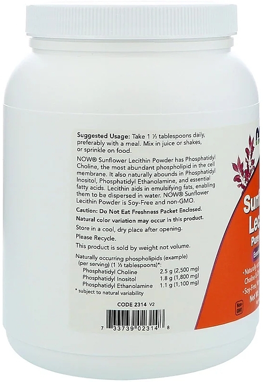 Sunflower Lecithin Powder - Now Foods Sunflower Lecithin Pure Powder — photo N3