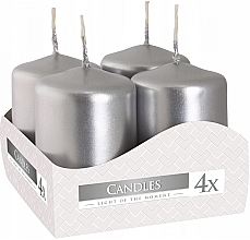 Votive Candle Set 40x60 mm, metallic grey, 4 pcs. - Bispol — photo N1