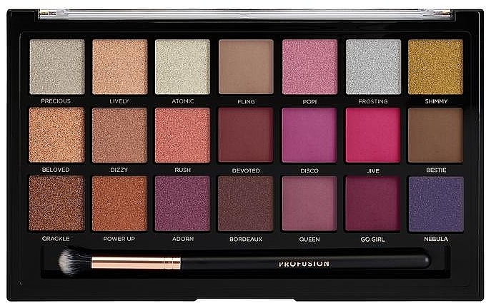 Eyeshadow Palette - Profusion Cosmetics Pro Pigment 21 Pro Pigment Shades & Brush — photo N2