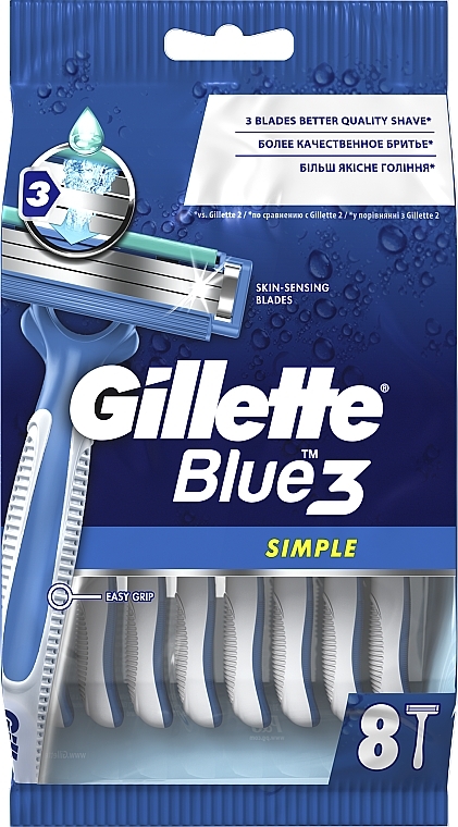 Disposable Razor Set, 8 pcs - Gillette Blue 3 Simple — photo N2