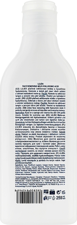 Makeup Remover Milk - Lilien Face Removing Milk Hyaluronic Acid — photo N2