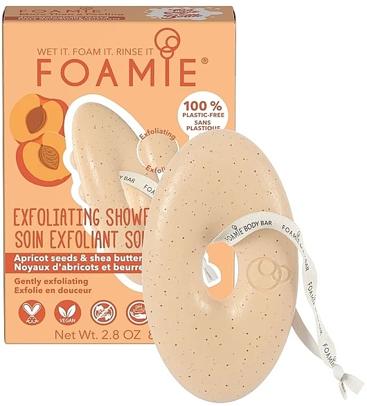 Exfoliating Apricot Seeds & Shea Butter Body Soap - Foamie Exfoliating Body Bar With Apricot Seeds & Shea Butter — photo N1