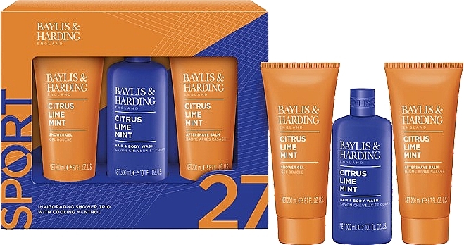 Set - Baylis & Harding Citrus Lime & Mint Men's Invigorating Shower Trio Gift Set (shm/300ml + sh/gel/200ml + ash/balm/200ml) — photo N1