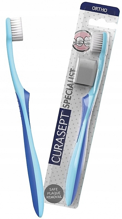 Toothbrush for Orthodontic Braces, blue and yellow - Curaprox Curasept Specialist Ortho Toothbrush — photo N5