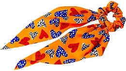 Scarf Scrunchie, orange heart print - Lolita Accessories — photo N4