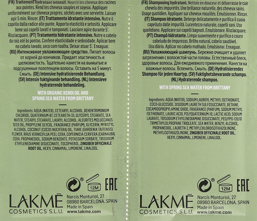 Sample Set - Lakme Teknia Organic Balance (sh/10ml + mask/10ml) — photo N3