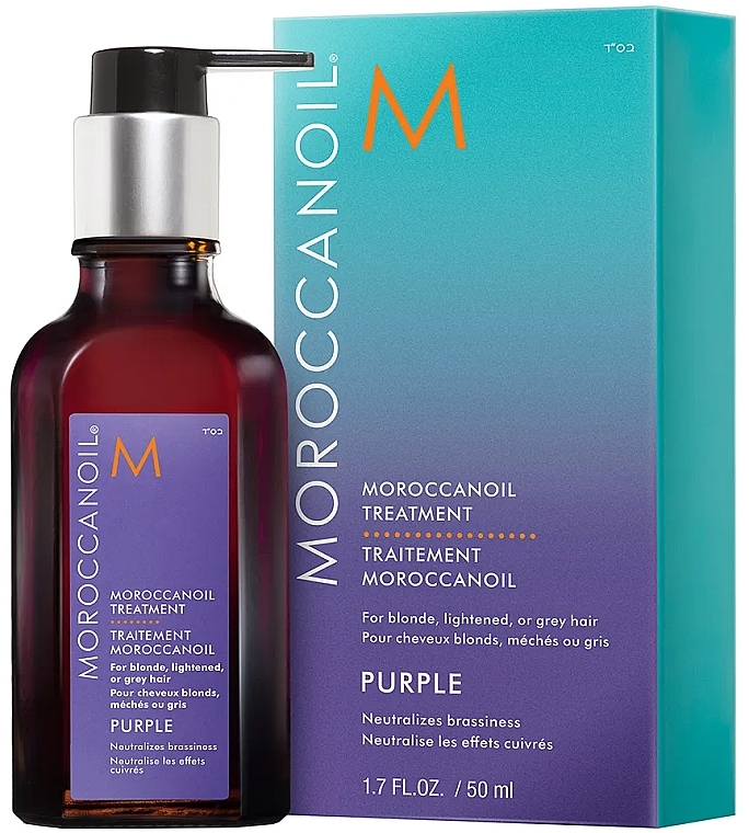 Violet Oil for Blonde, Bleached & Grey Hair - Moroccanoil Treatment Purple With Pump — photo N2