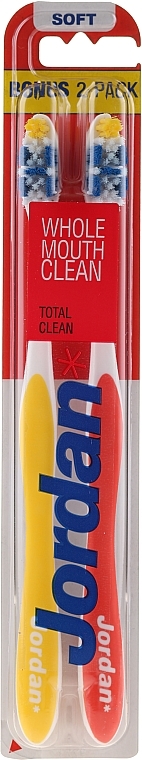 Toothbrush Soft "Total Clean", red+yellow - Jordan Total Clean Soft — photo N1