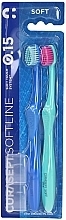 Fragrances, Perfumes, Cosmetics Toothbrush Set 'Soft 0.15', 2 pieces, blue and green - Curaprox Curasept Toothbrush