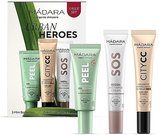 Miniature Set - Madara Cosmetics Urban Heroes Light (peel/17ml + cc/cr/15ml + f/cr/15ml) — photo N1