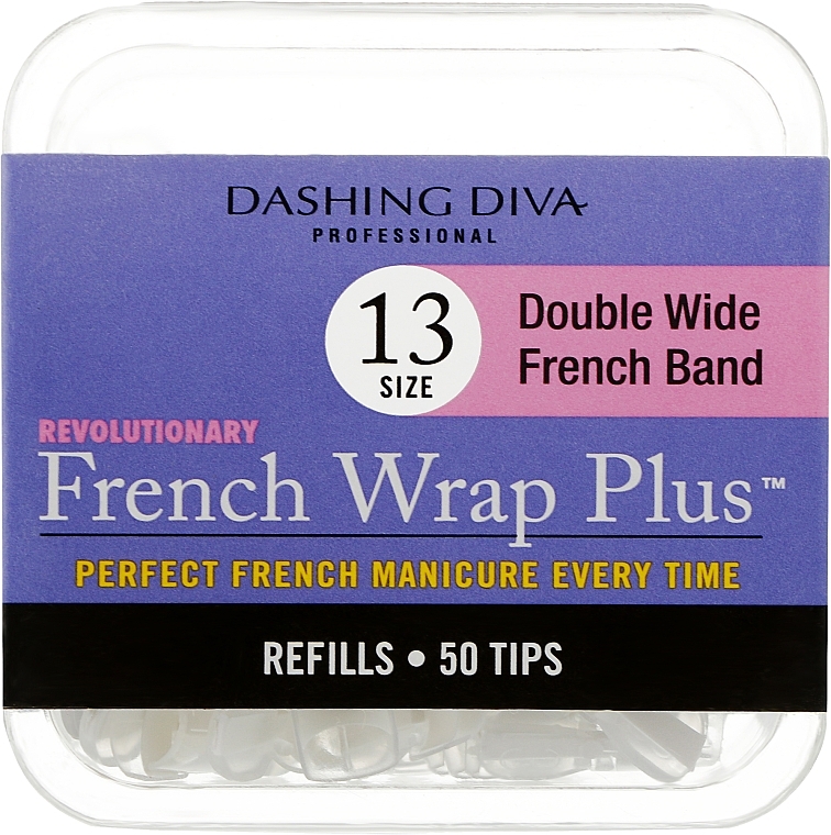 Wide Tips 'French Smile+' - Dashing Diva French Wrap Plus Double Wide White 50 Tips (Size-13) — photo N1