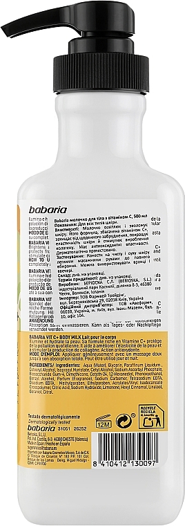 Vitamin C Body Milk - Babaria Body Milk Vit C+ — photo N2