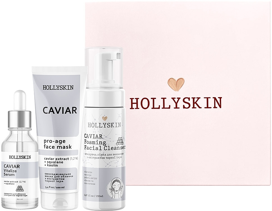 Set - Hollyskin Caviar Intensive Care (mask/100ml + foam/150ml + ser/50ml) — photo N2