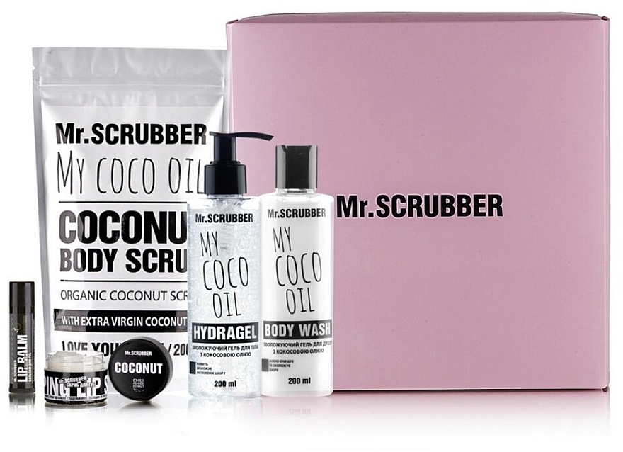 Set - Mr.Scrubber "Coconut" (b/scr/200 g + sh/gel/200 ml + hydragel/200 ml + scr/lips/35 g + balm/lips/5 g) — photo N1