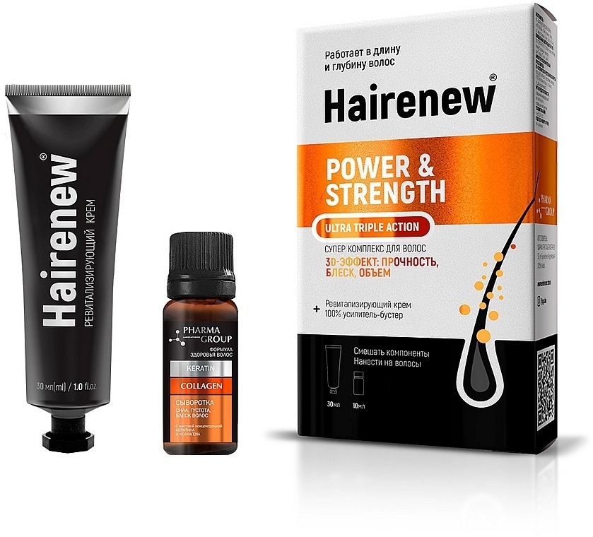 Innovative Strength, Shine, Volume Hair Complex - Hairenew Power & Strength Ultra Triple Action — photo N2