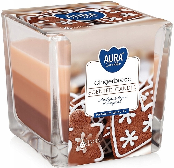 Scented Three-Layer Candle in Glass 'Gingerbread' - Bispol Aura Scented Candle Gingerbread — photo N2