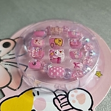 Self-Adhesive 5D Nails for Kids with Bracelet, 932 Teddy bear pink, 12 pcs. - Deni Carte Tipsy Kids — photo N6