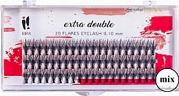 Individual Lashes C 0,1 mm, mix - Ibra Extra Double 20 Flares Eyelash Mix — photo N3