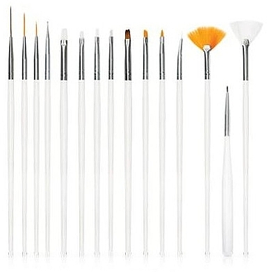 Nail Art Brush Set, 15, pcs, white - Deni Carte — photo N1