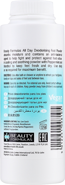 Antibacterial Foot Powder - Beauty Formulas All Day Deodorising Foot Powder Antibacterial — photo N2